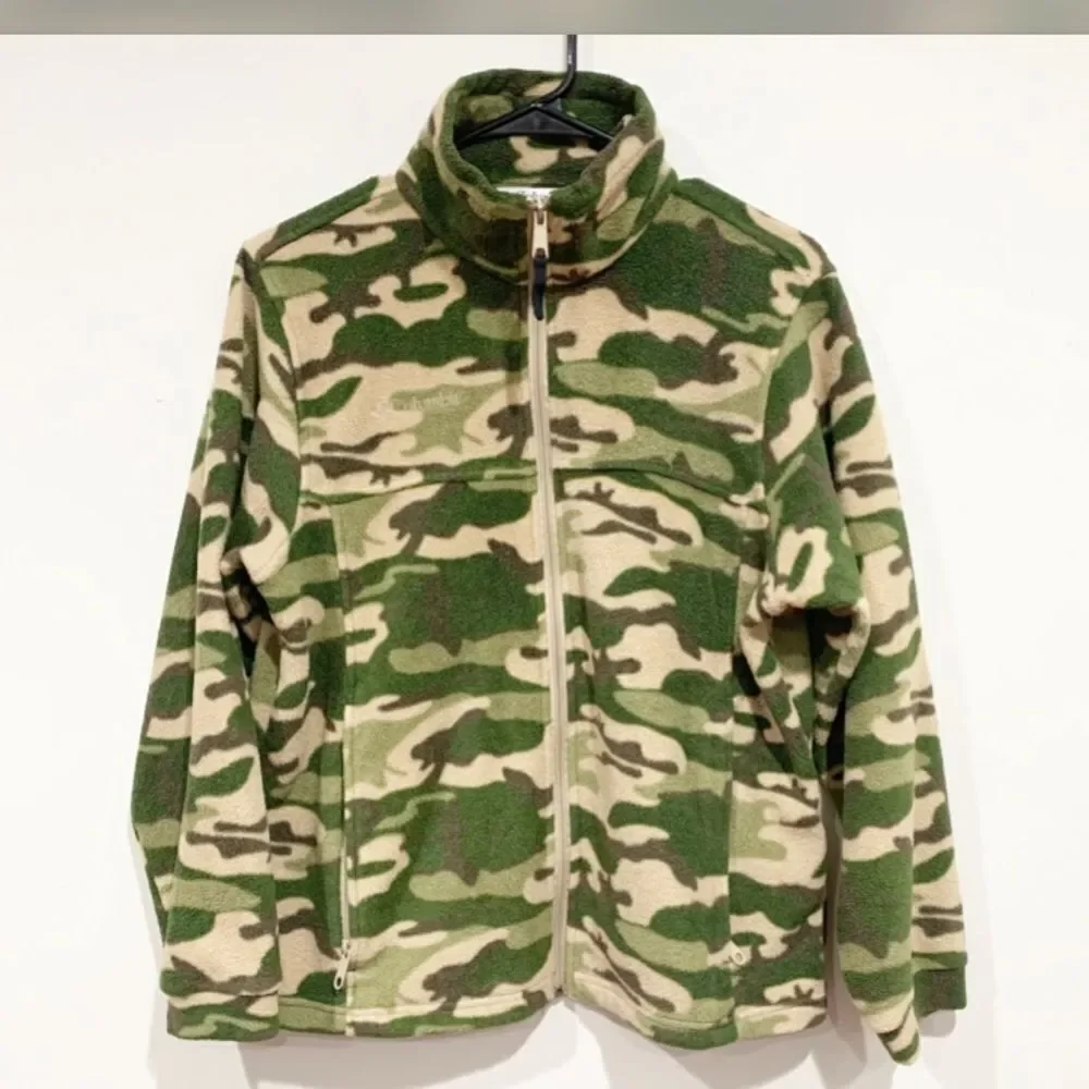 Columbia Boys Camo Fleece Jacket Full Zip Green Youth —14/16